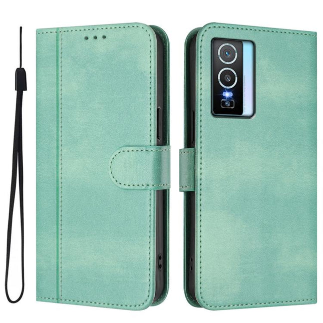 Line Splicing Buckle Retro Leather Phone Case, For vivo Y76 5G, For vivo Y73 2021, For vivo Y52s 5G / iQOO U3 / Y31s 5G