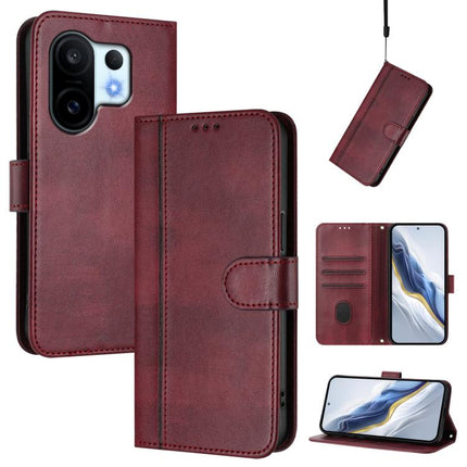 Line Splicing Buckle Retro Leather Phone Case, For vivo S30 Pro mini, For vivo S30, For vivo X200s 5G