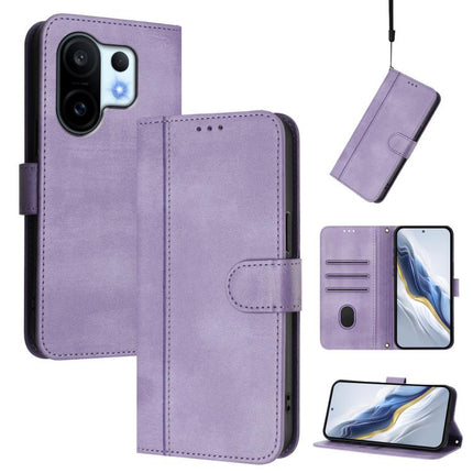 Line Splicing Buckle Retro Leather Phone Case, For vivo S30 Pro mini, For vivo S30, For vivo X200s 5G