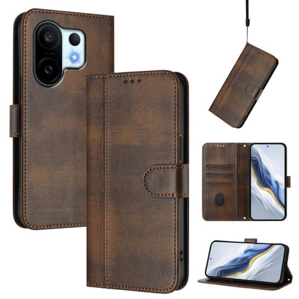 Line Splicing Buckle Retro Leather Phone Case, For vivo S30 Pro mini, For vivo S30, For vivo X200s 5G