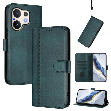 Line Splicing Buckle Retro Leather Phone Case, For vivo Y400 5G Global, For vivo Y400 4G, For vivo V60 5G Global