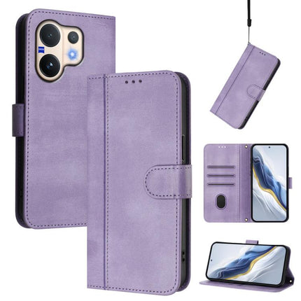 Line Splicing Buckle Retro Leather Phone Case, For vivo Y400 5G Global, For vivo Y400 4G, For vivo V60 5G Global