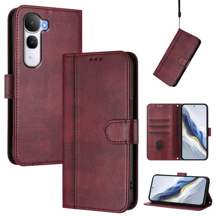 Line Splicing Buckle Retro Leather Phone Case, For vivo Y400 5G Global, For vivo Y400 4G, For vivo V60 5G Global