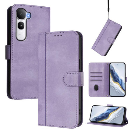 Line Splicing Buckle Retro Leather Phone Case, For vivo Y400 5G Global, For vivo Y400 4G, For vivo V60 5G Global