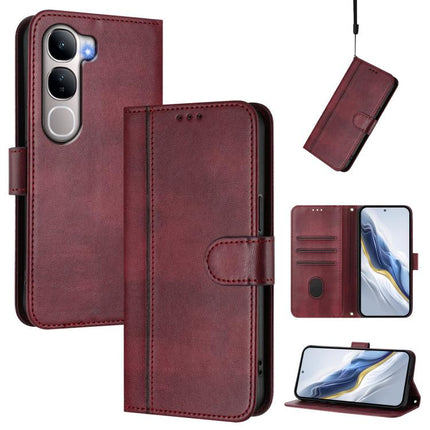 Line Splicing Buckle Retro Leather Phone Case, For vivo X300 5G, For vivo Y31 5G Global, For vivo V60 Lite 5G Global
