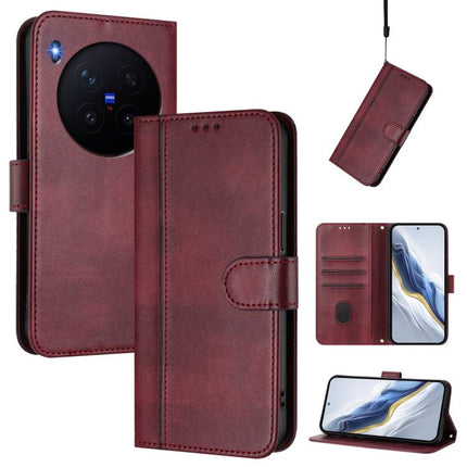Line Splicing Buckle Retro Leather Phone Case, For vivo X300 5G, For vivo Y31 5G Global, For vivo V60 Lite 5G Global