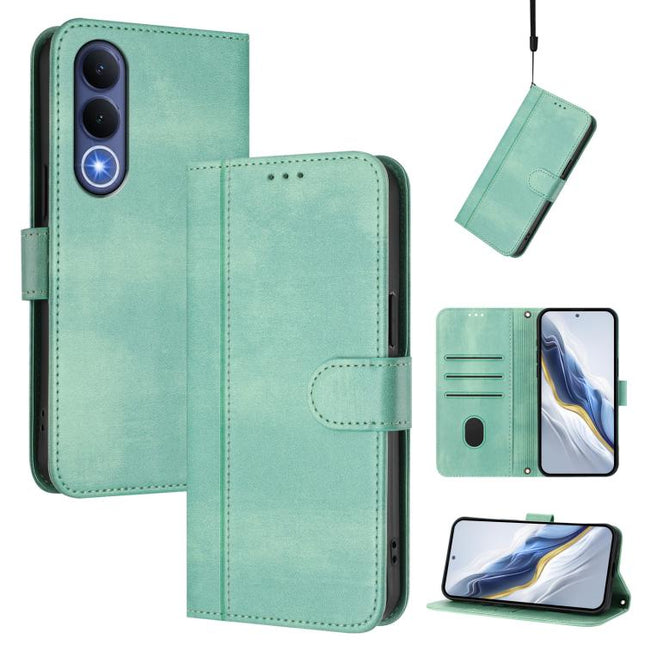 Line Splicing Buckle Retro Leather Phone Case, For vivo V70 FE 5G, For vivo X300 Ultra, For vivo X300 Pro 5G