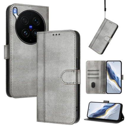 Line Splicing Buckle Retro Leather Phone Case, For vivo V70 FE 5G, For vivo X300 Ultra, For vivo X300 Pro 5G
