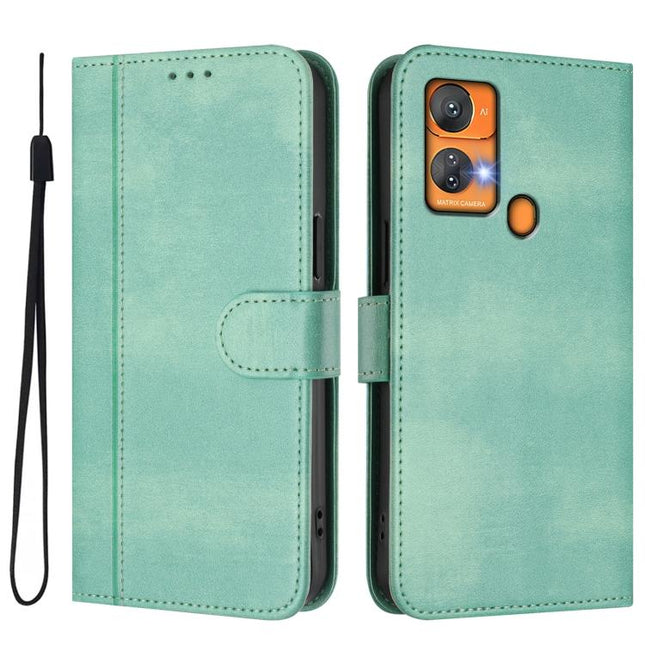 Line Splicing Buckle Retro Leather Phone Case, For Oukitel C33