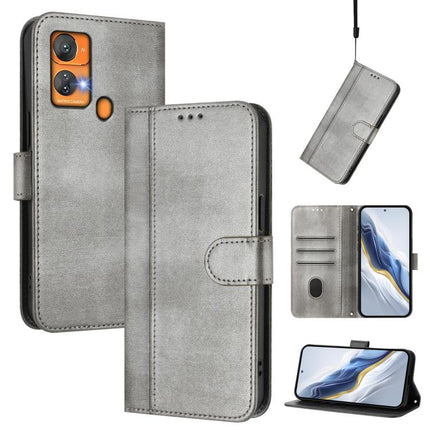 Line Splicing Buckle Retro Leather Phone Case, For Oukitel C33