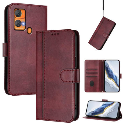 Line Splicing Buckle Retro Leather Phone Case, For Oukitel C33