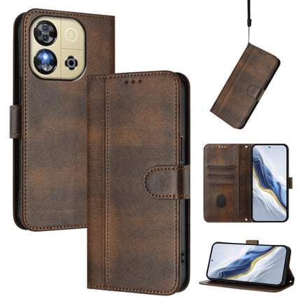 Line Splicing Buckle Retro Leather Phone Case, For Oukitel C59 / C59 Pro, For Oukitel C58 / C58 Pro, For Oukitel C57S / C57 Pro / Blu J12