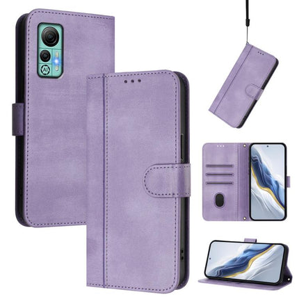 Line Splicing Buckle Retro Leather Phone Case, For Ulefone Note 14