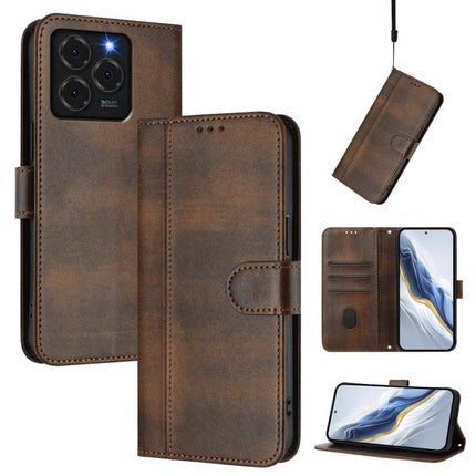 Line Splicing Buckle Retro Leather Phone Case, For Ulefone Note 20 Pro, For Ulefone Note 19, For Ulefone Note 16 Pro