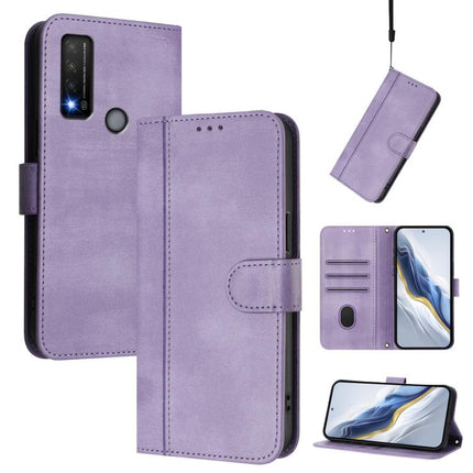 Line Splicing Buckle Retro Leather Phone Case, For TCL 30z T602DL, For TCL 20 R 5G / TCL 20 AX 5G / TCL Bremen 5G, For TCL 30 4G / TCL 30 5G / TCL 30+