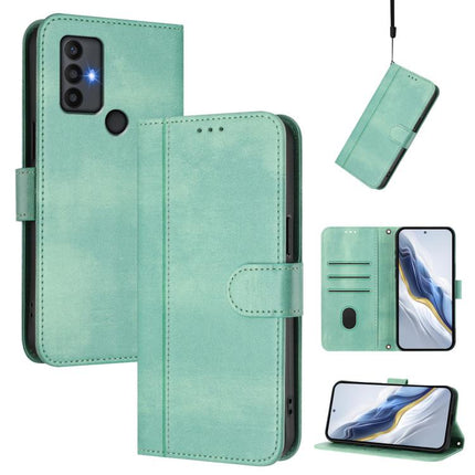 Line Splicing Buckle Retro Leather Phone Case, For TCL 30 SE, For TCL 30 XE 5G / TCL 30 V 5G
