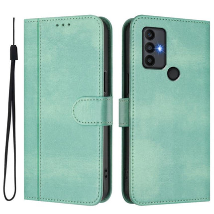 Line Splicing Buckle Retro Leather Phone Case, For TCL 30 SE, For TCL 30 XE 5G / TCL 30 V 5G