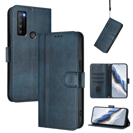 Line Splicing Buckle Retro Leather Phone Case, For TCL 40 R 5G, For TCL 30 XL, For TCL 305 / 306 / 30 SE