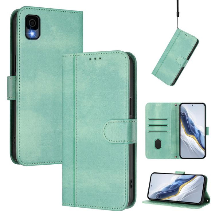 Line Splicing Buckle Retro Leather Phone Case, For TCL 30z T602DL, For TCL 20 R 5G / TCL 20 AX 5G / TCL Bremen 5G, For TCL 30 4G / TCL 30 5G / TCL 30+