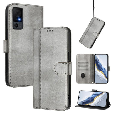 Line Splicing Buckle Retro Leather Phone Case, For TCL 40 XL / TCL 40 T T608DL, For TCL 40 SE, For TCL 403