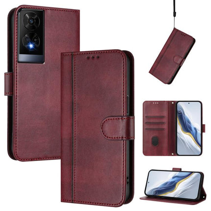 Line Splicing Buckle Retro Leather Phone Case, For TCL 50 XE, For TCL 50 SE / TCL 40 NxtPaper 4G, For TCL 501