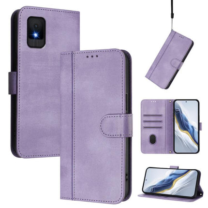 Line Splicing Buckle Retro Leather Phone Case, For TCL 505, For TCL 502, For TCL 405 / 406 / 408