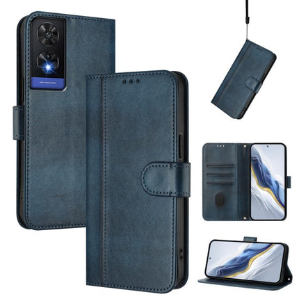 Line Splicing Buckle Retro Leather Phone Case, For TCL 505, For TCL 502, For TCL 405 / 406 / 408