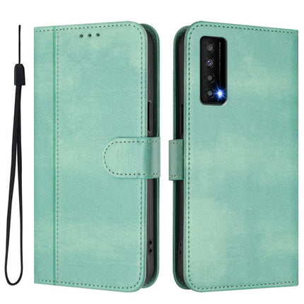 Line Splicing Buckle Retro Leather Phone Case, For TCL Stylus 5G, For TCL 303, For TCL 30T