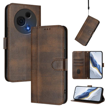 Line Splicing Buckle Retro Leather Phone Case, For TCL 60 NxtPaper, For TCL 605 / 60 SE, For TCL 60R 5G
