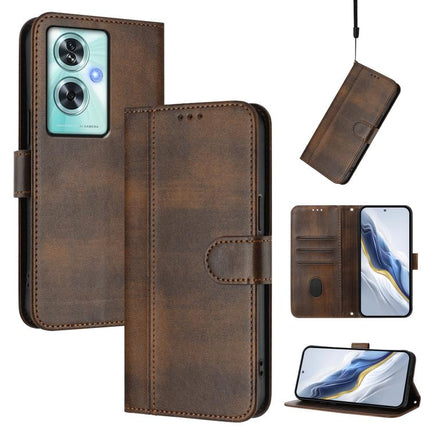 Line Splicing Buckle Retro Leather Phone Case, For OnePlus Nord CE4, For OnePlus Nord N30 SE, For OnePlus 12R