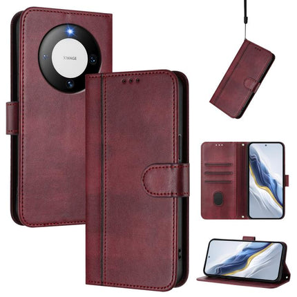 Line Splicing Buckle Retro Leather Phone Case, For Huawei Nova 12s Global, For Huawei Pura 70, For Huawei Mate 60 Pro / Mate 60 Pro+