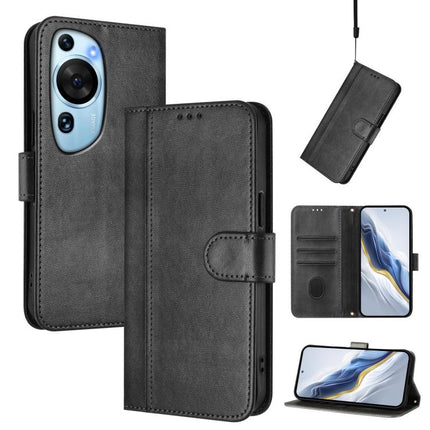 Line Splicing Buckle Retro Leather Phone Case, For Huawei Mate 60, For Huawei P60 Art, For Huawei P60 / P60 Pro