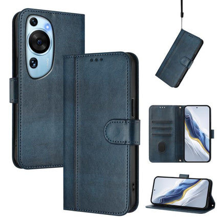 Line Splicing Buckle Retro Leather Phone Case, For Huawei Mate 60, For Huawei P60 Art, For Huawei P60 / P60 Pro