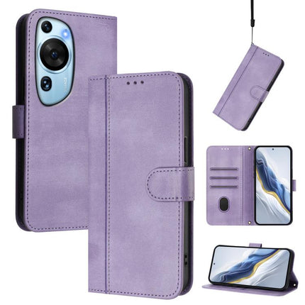 Line Splicing Buckle Retro Leather Phone Case, For Huawei Mate 60, For Huawei P60 Art, For Huawei P60 / P60 Pro