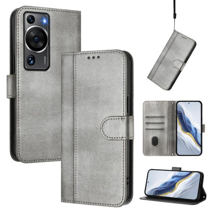 Line Splicing Buckle Retro Leather Phone Case, For Huawei Mate 60, For Huawei P60 Art, For Huawei P60 / P60 Pro