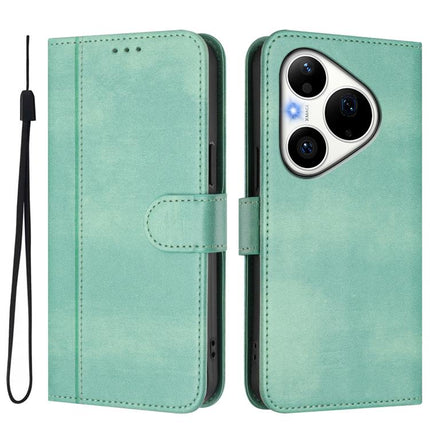 Line Splicing Buckle Retro Leather Phone Case, For Huawei Pura 90 Pro 5G, For Huawei Mate 70 Air 5G, For Huawei Enjoy 80s