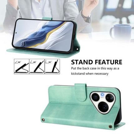 Line Splicing Buckle Retro Leather Phone Case, For Huawei Pura 90 Pro 5G, For Huawei Mate 70 Air 5G, For Huawei Enjoy 80s