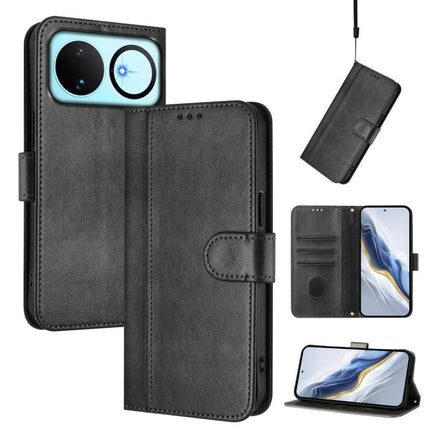 Line Splicing Buckle Retro Leather Phone Case, For Huawei nova 16z, For Huawei nova 16, For Huawei Pura 90 Pro Max 5G