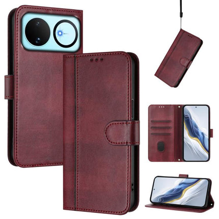 Line Splicing Buckle Retro Leather Phone Case, For Huawei nova 16z, For Huawei nova 16, For Huawei Pura 90 Pro Max 5G