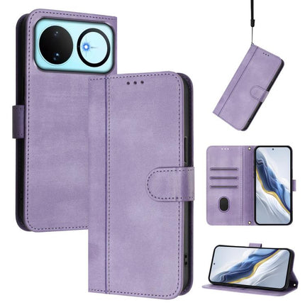 Line Splicing Buckle Retro Leather Phone Case, For Huawei nova 16z, For Huawei nova 16, For Huawei Pura 90 Pro Max 5G