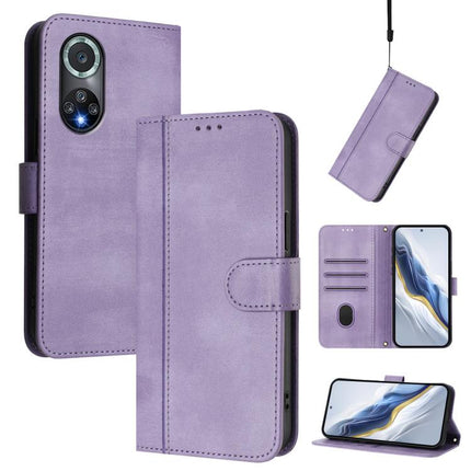 Line Splicing Buckle Retro Leather Phone Case, For Honor 50 Pro, For Honor 50 SE