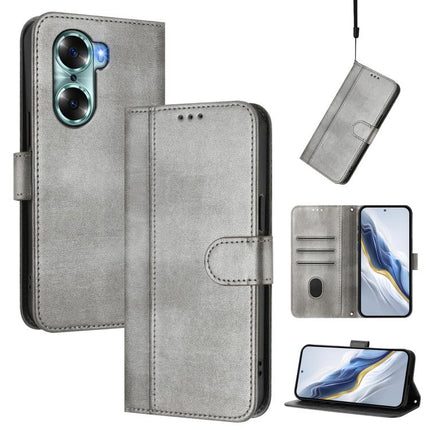 Line Splicing Buckle Retro Leather Phone Case, For Honor 60 Pro, For Honor 60, For Honor 50 Lite