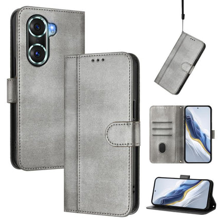 Line Splicing Buckle Retro Leather Phone Case, For Honor 60 Pro, For Honor 60, For Honor 50 Lite
