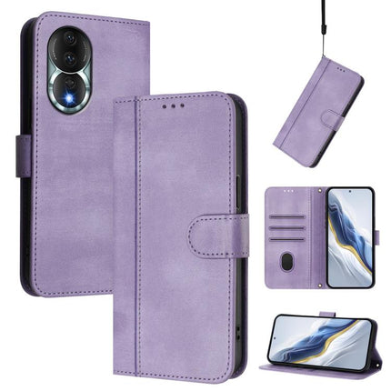 Line Splicing Buckle Retro Leather Phone Case, For Honor X9a / Magic 5 Lite / X40, For Honor 80 GT, For Honor 80