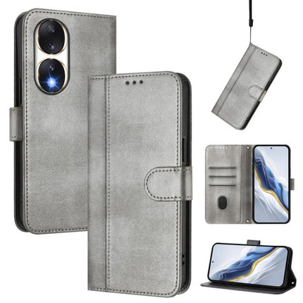 Line Splicing Buckle Retro Leather Phone Case, For Honor 90, For Honor X7a / Honor Play7T, For Honor Magic5 Pro