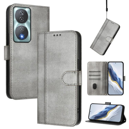 Line Splicing Buckle Retro Leather Phone Case, For Honor 200 Pro, For Honor Play 50, For Honor 90 Smart / X7b 4G / X7b 5G Global