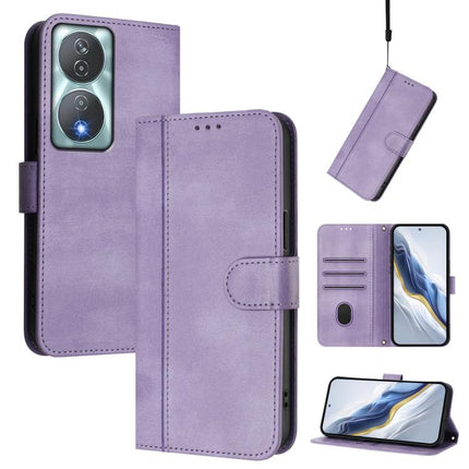 Line Splicing Buckle Retro Leather Phone Case, For Honor 200 Pro, For Honor Play 50, For Honor 90 Smart / X7b 4G / X7b 5G Global