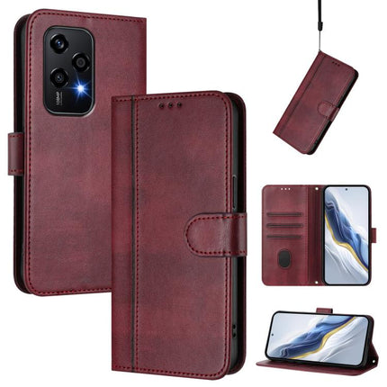 Line Splicing Buckle Retro Leather Phone Case, For Honor 200 Lite Global, For Honor Magic6 Pro, For Honor Magic6
