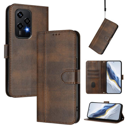 Line Splicing Buckle Retro Leather Phone Case, For Honor 200 Lite Global, For Honor Magic6 Pro, For Honor Magic6