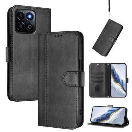 Line Splicing Buckle Retro Leather Phone Case, For Honor 200 Smart / Honor X7c 4G, For Honor X6a / X6b, For Honor 200